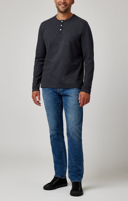 TRAILBLAZER - Charcoal Solid 3 Buttons Henley