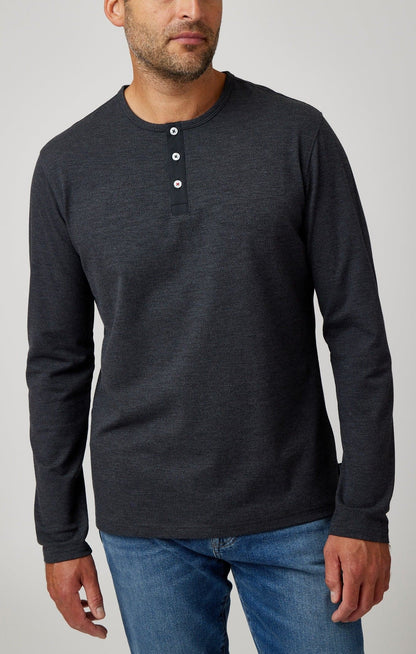 TRAILBLAZER - Charcoal Solid 3 Buttons Henley