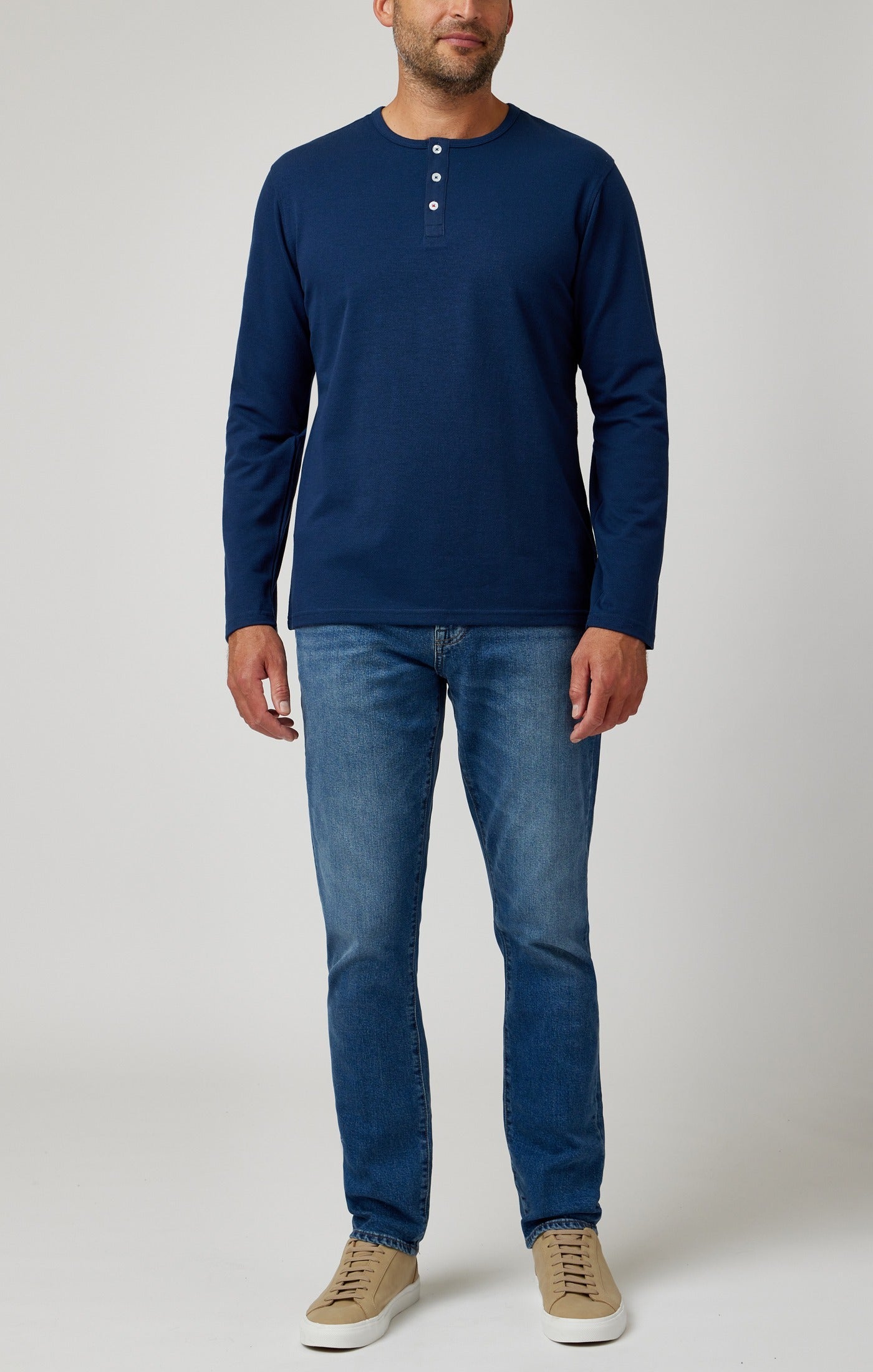 TRAILBLAZER - Navy Solid 3 Buttons Henley