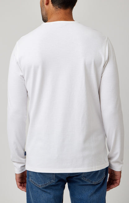 TRAILBLAZER - White Solid 3 Buttons Henley