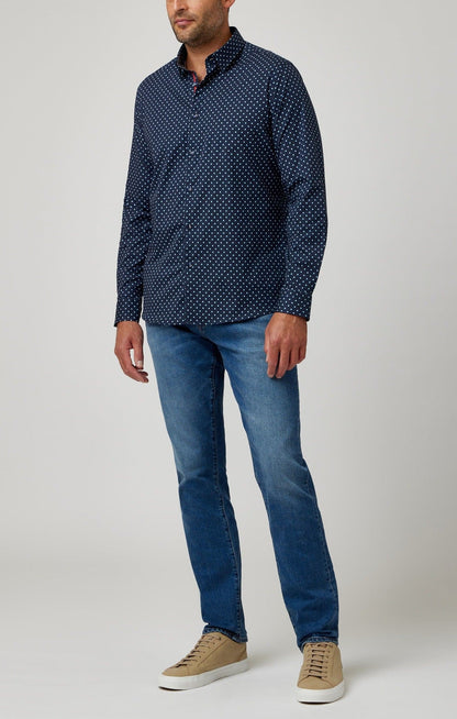 Navy Painted Dot Print Shirt