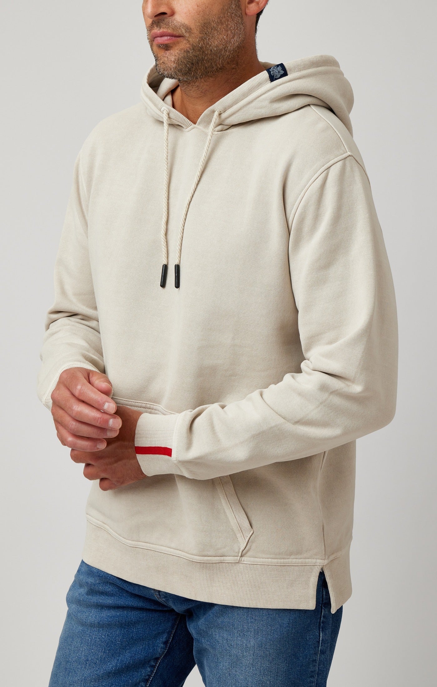 Taupe Solid Garment Washed Hoodie