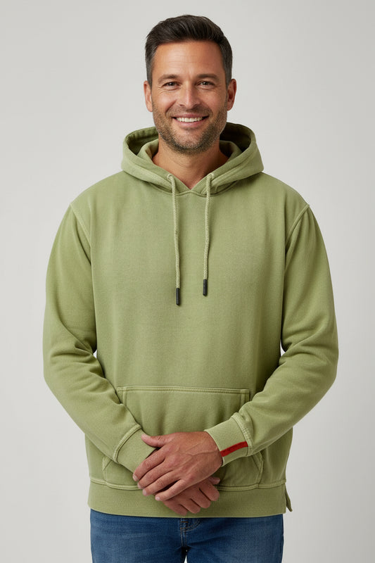 Sage Solid Garment Washed Hoodie
