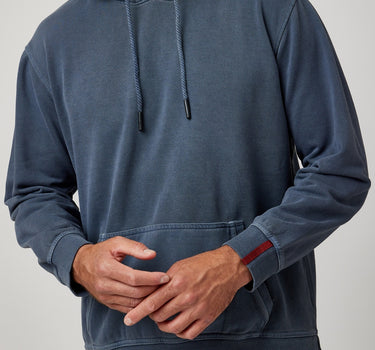 Navy Solid Garment Washed Hoodie
