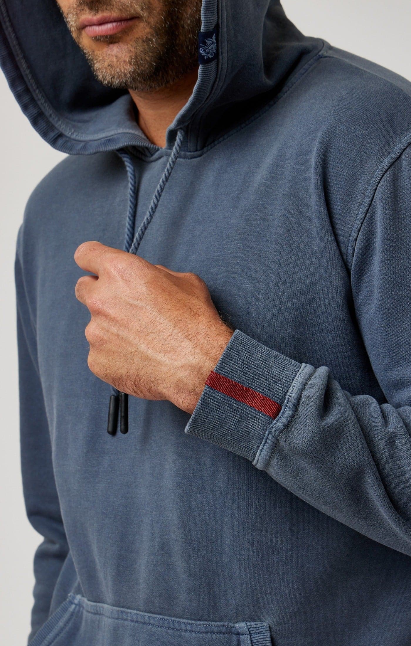 Navy Solid Garment Washed Hoodie – Men's Cozy Casual Hoodie