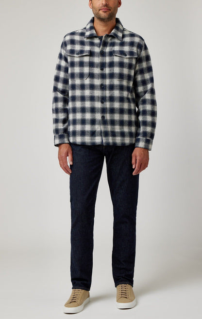 Navy Jacquard Twill Shacket