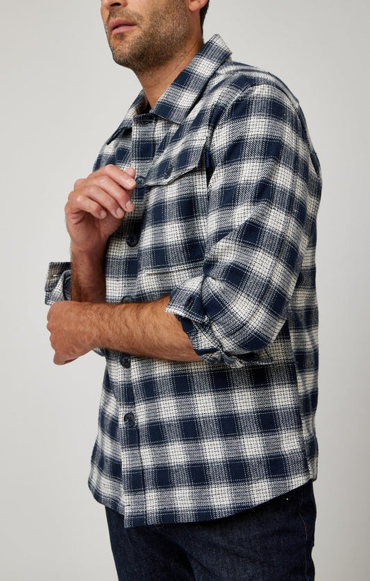 Navy Jacquard Twill Shacket