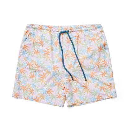HELIOS - White Leaves Print Short
