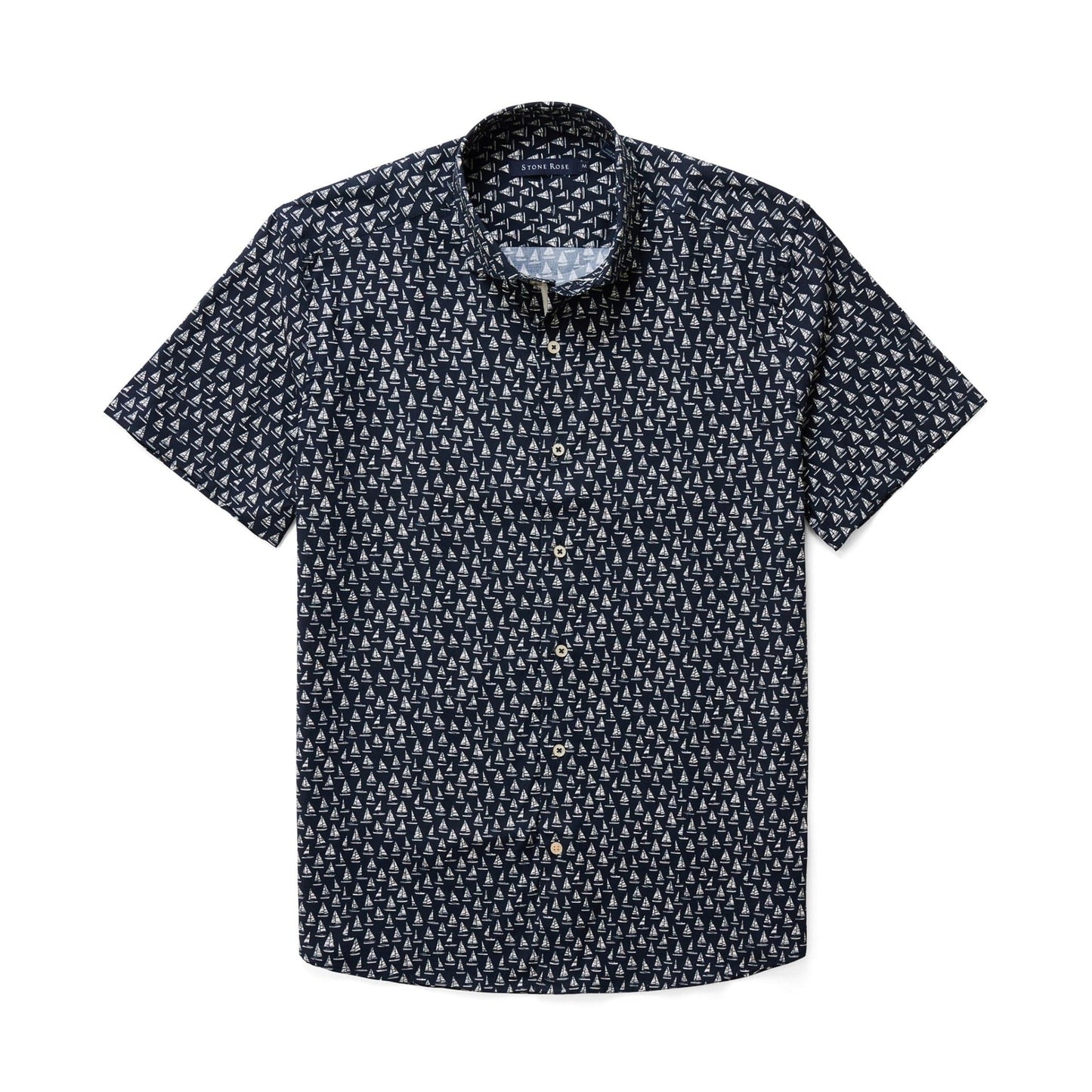 Navy Sailboats Short Sleeve Shirt