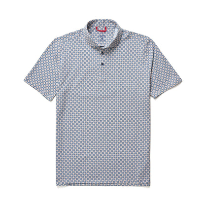 Navy Tile Flower Short Sleeve Polo