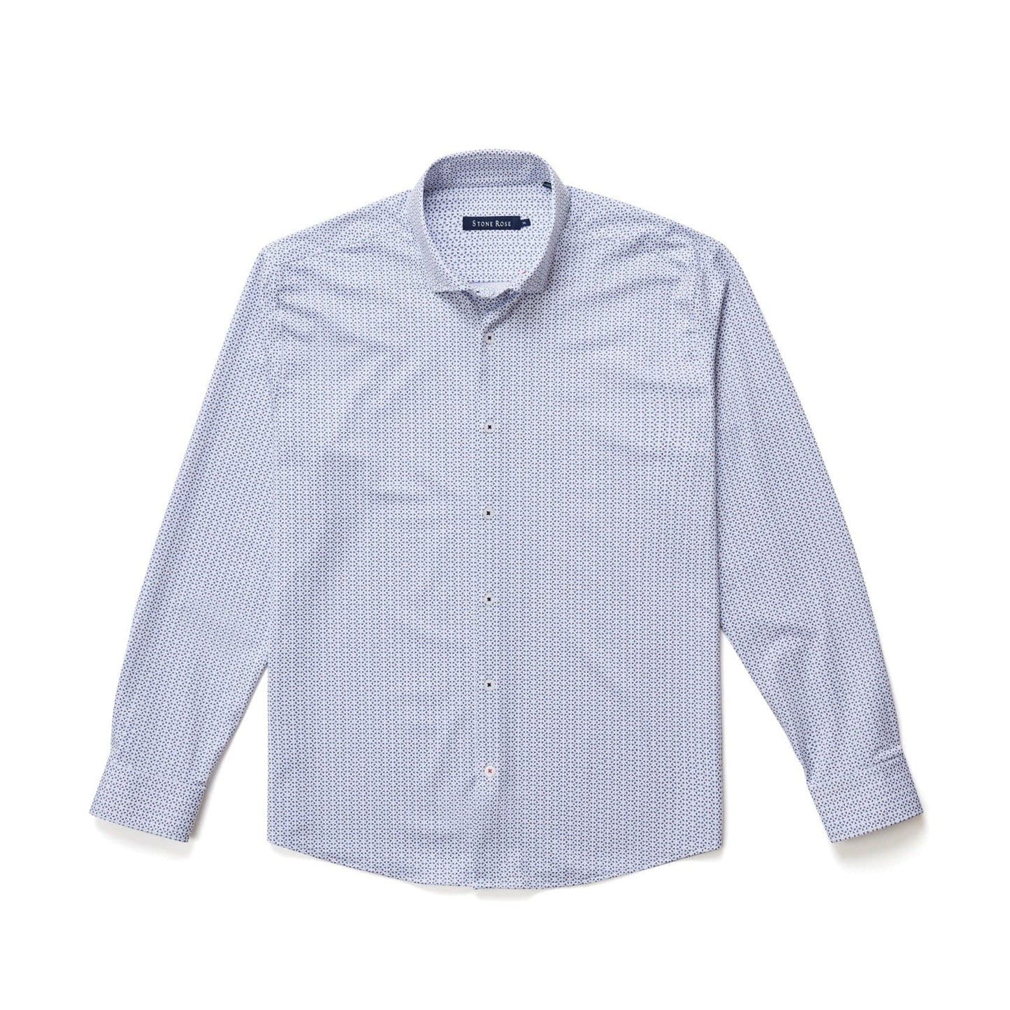 Navy Triangles Long Sleeve Stretch Shirt