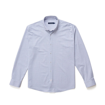 Navy Triangles Long Sleeve Stretch Shirt