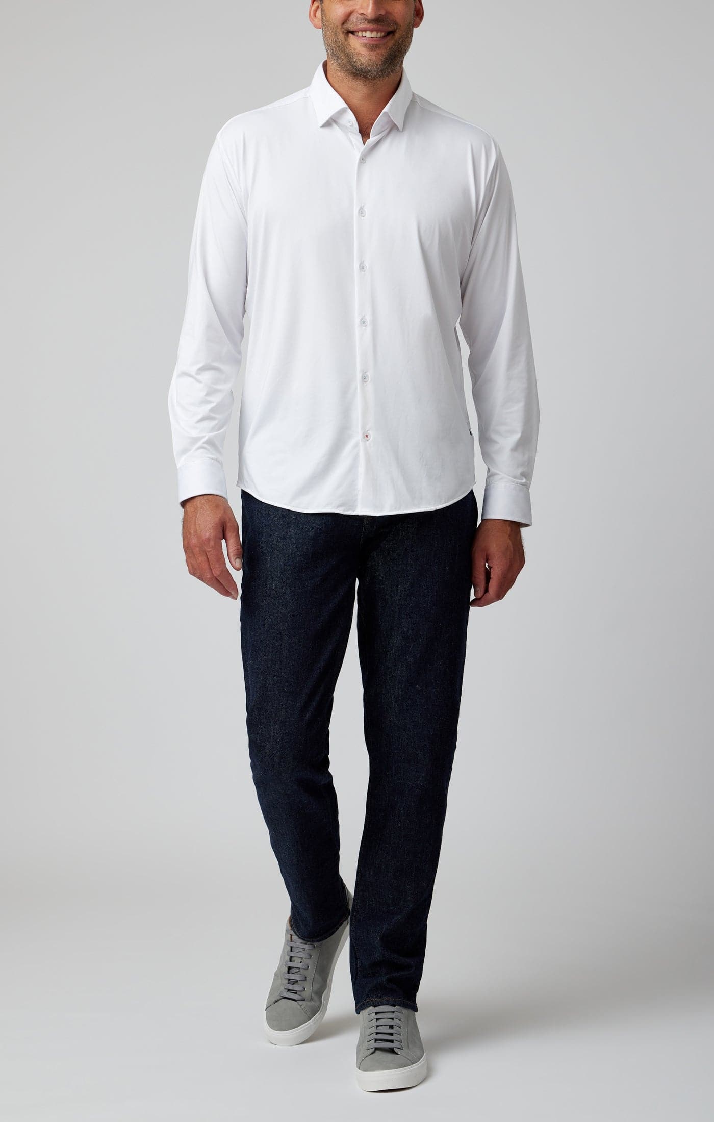 APEX - White Long Sleeve Stretch Shirt