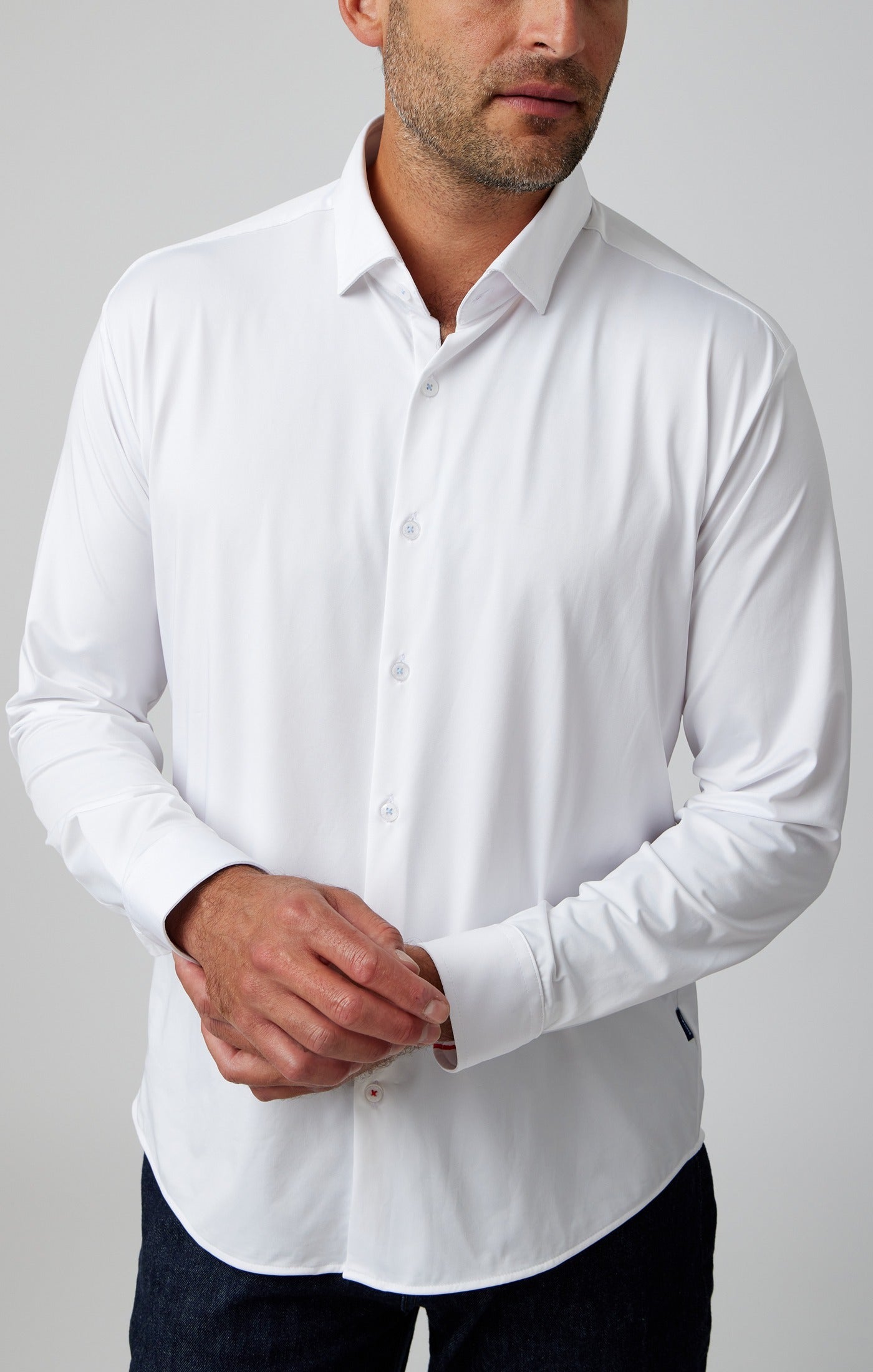 White Long Sleeve Stretch Shirt