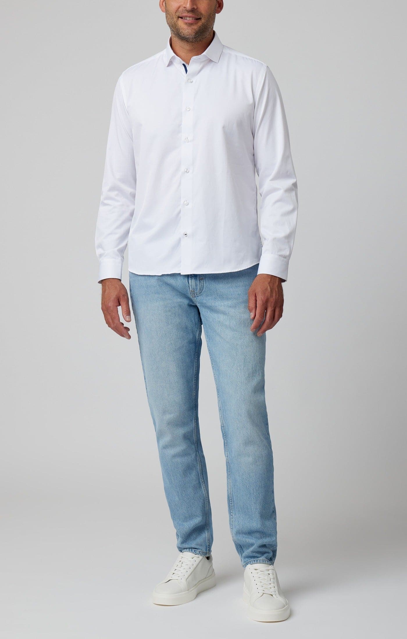 White Solid Long Sleeve DryTouch® Shirt