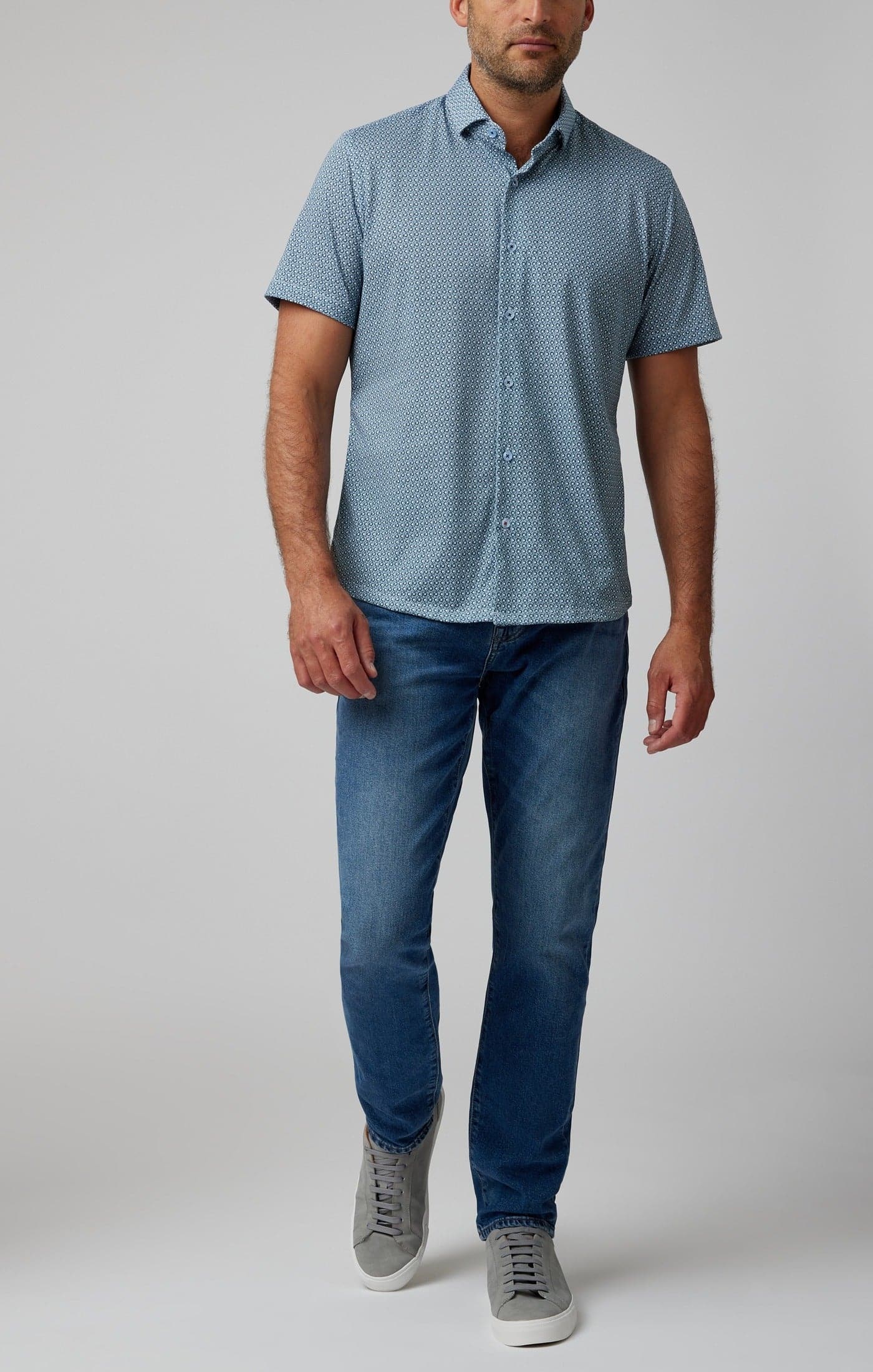 Aqua Gemstone Short Sleeve Shirt
