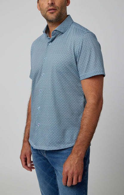 Aqua Gemstone Short Sleeve Shirt