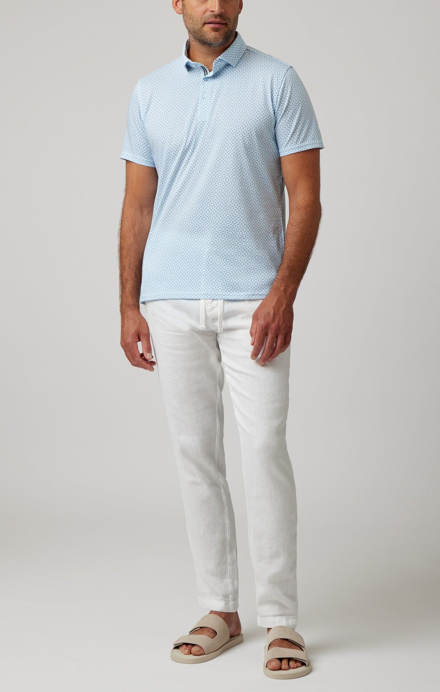 Stone Rose Link Geo Drytouch Performance Polo - Light Blue Stone Rose Link Geo Drytouch Performance Polo - Light Blue