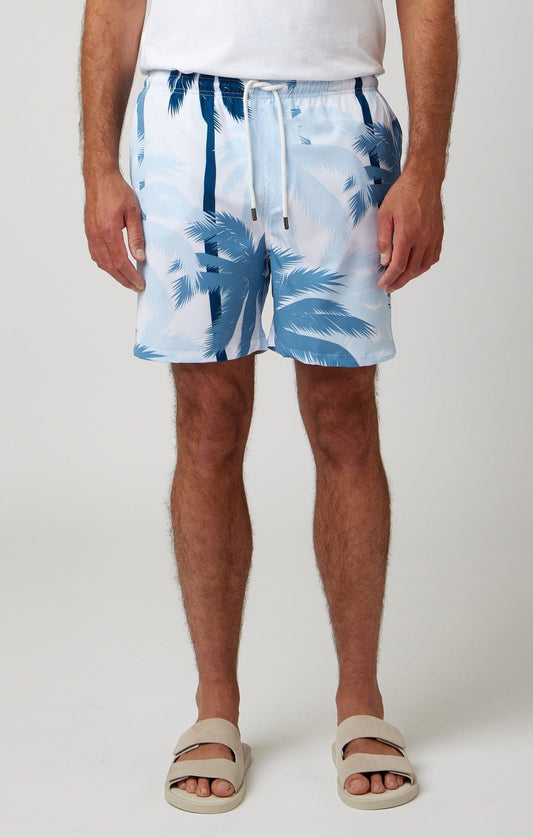 HELIOS - Light Blue Large Palms Swim Shorts