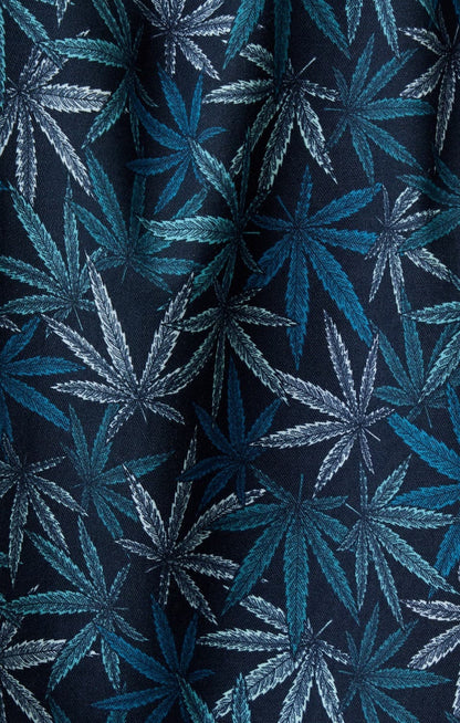 Navy Leaves Short Sleeve Resort Shirt