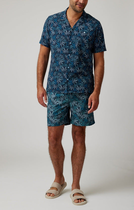 HELIOS - Navy Leaves Swim Shorts