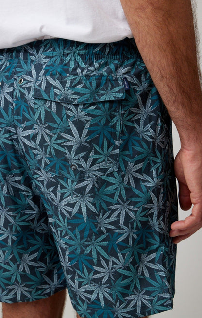 HELIOS - Navy Leaves Swim Shorts