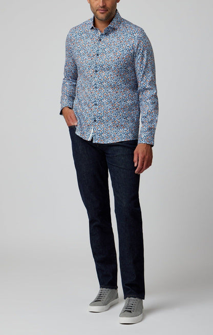 Light Blue Orange Trees Long Sleeve Shirt