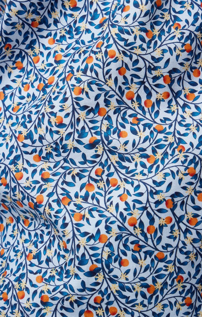 Light Blue Orange Trees Long Sleeve Shirt