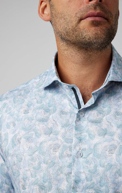 Aqua Roses Long Sleeve Shirt