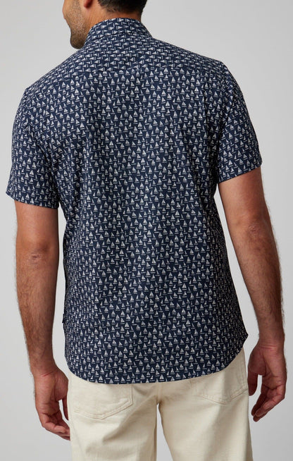 Navy Sailboats Short Sleeve Shirt