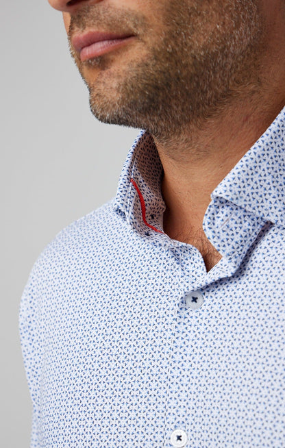 Navy Triangles Long Sleeve Stretch Shirt