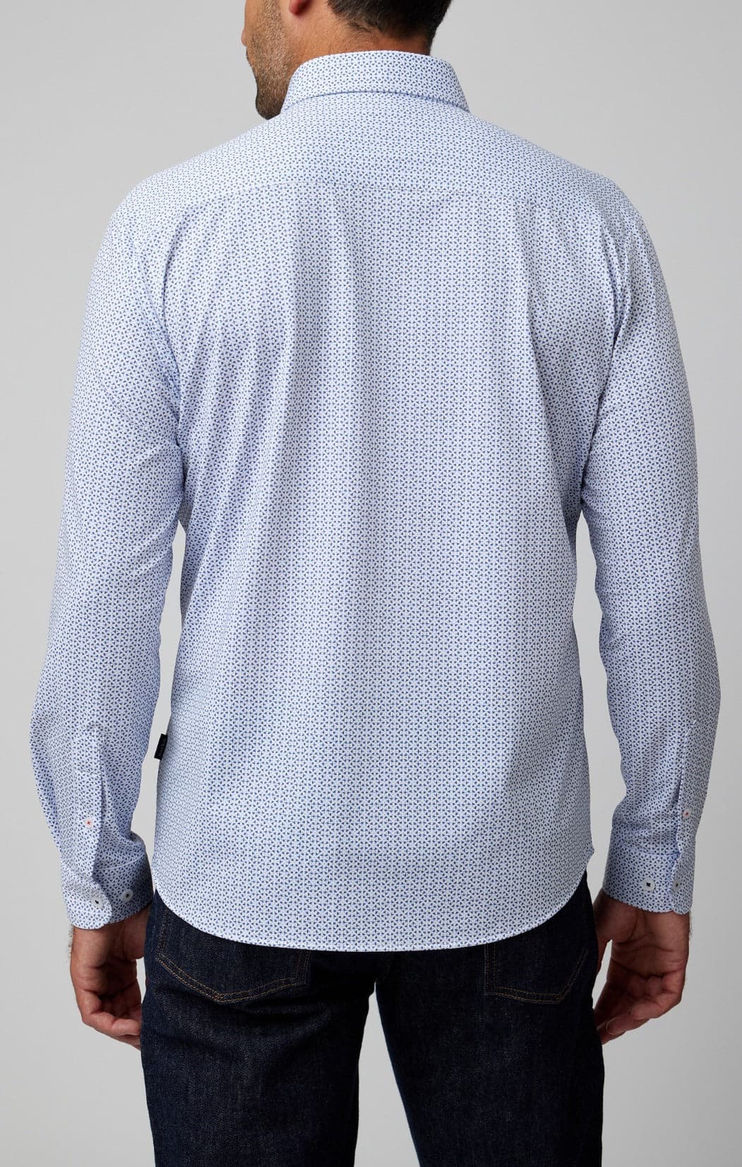 Navy Triangles Long Sleeve Stretch Shirt