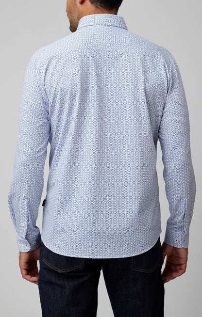 Navy Triangles Long Sleeve Stretch Shirt