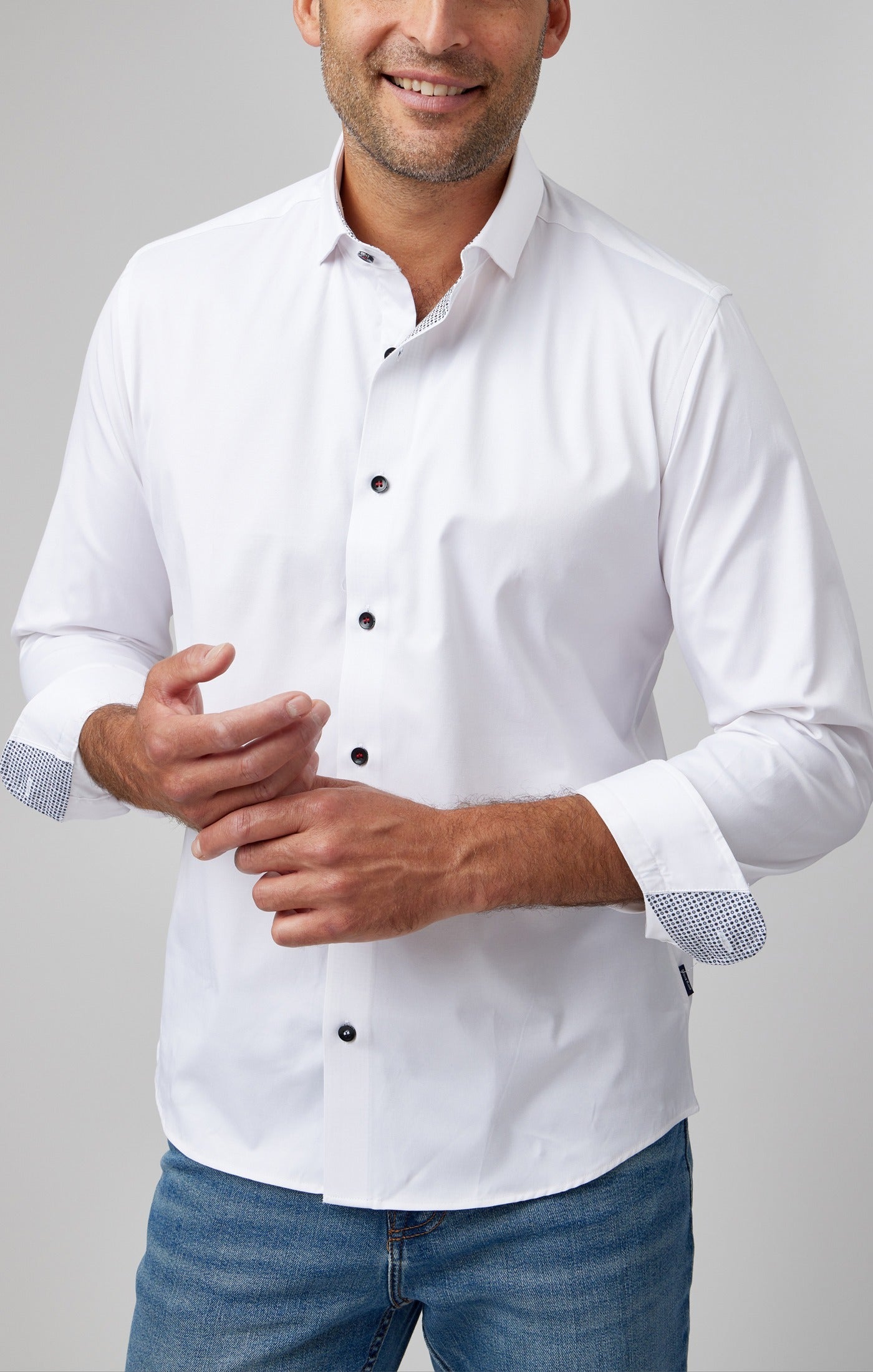 White Solid Woven Drytouch Shirt