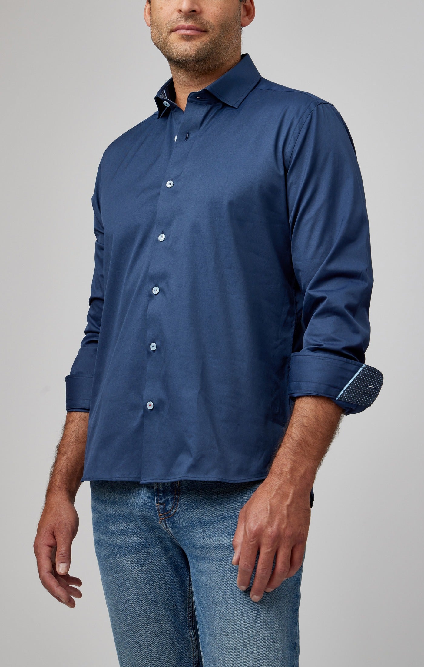Navy Solid Woven Drytouch Shirt