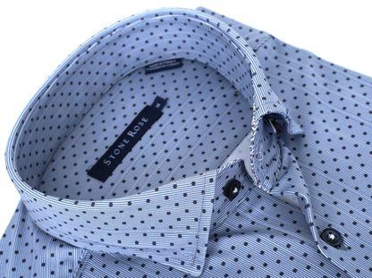 APEX - Medium Blue Micro Dot Long Sleeve Shirt