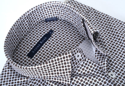 APEX - Light Brown Micro Flower Long Sleeve Shirt