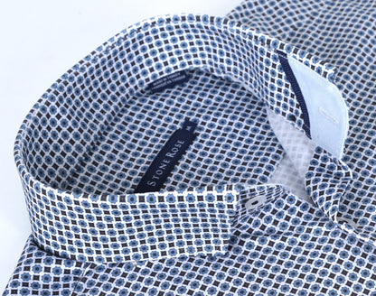 APEX - Light Blue Micro Flower Long Sleeve Shirt