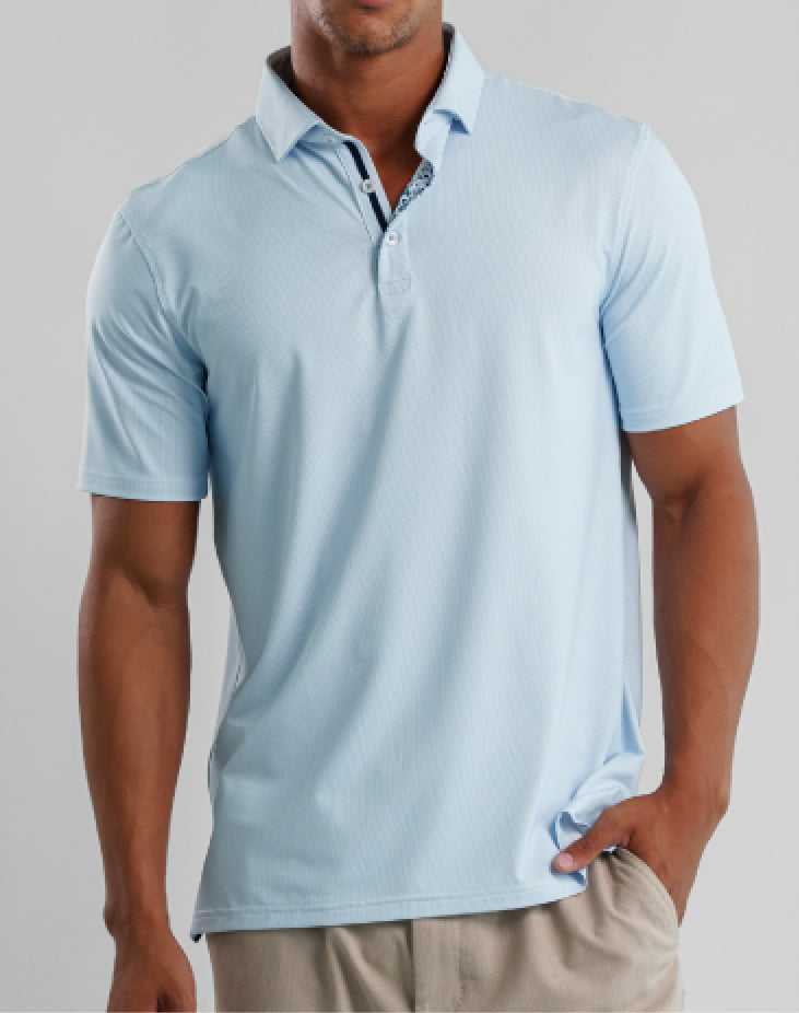 APEX  - Light Blue Birdseye Polo