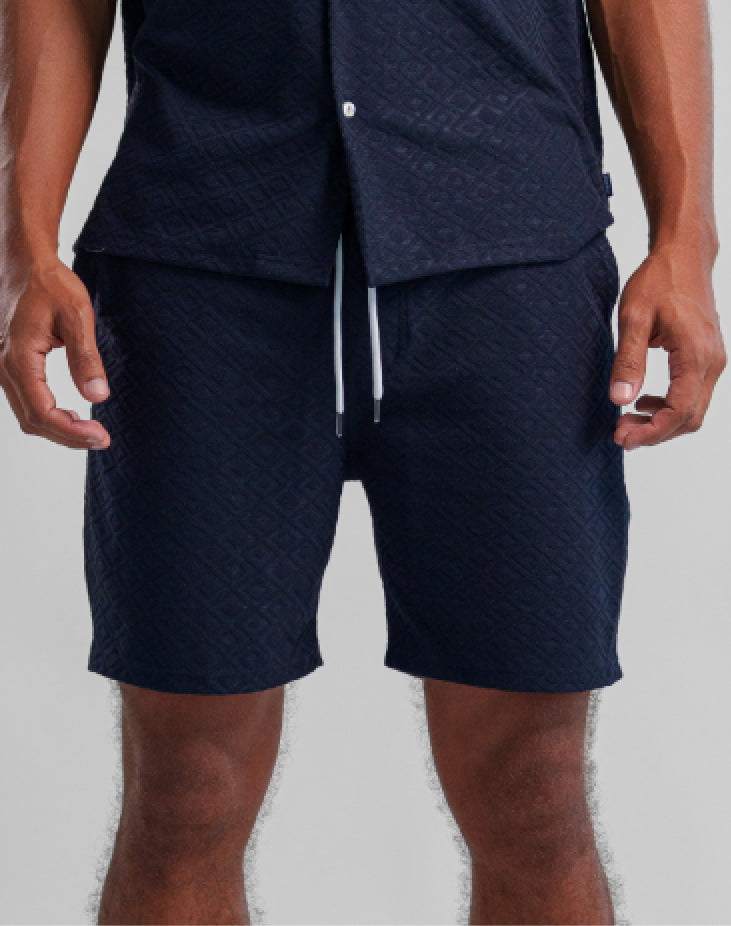 PALMA -  Navy Diamond Geo Shorts