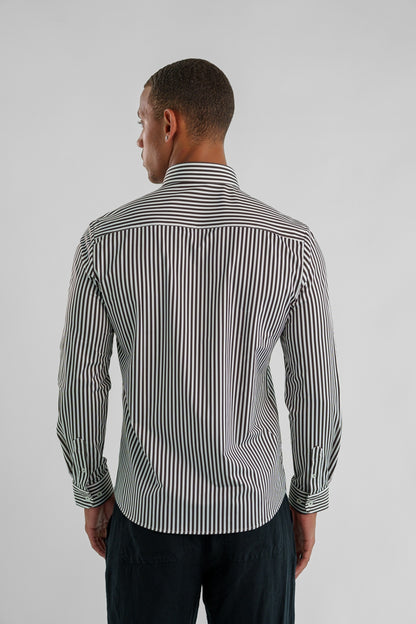 APEX - Dark Brown Bengal Stripe Long Sleeve Shirt