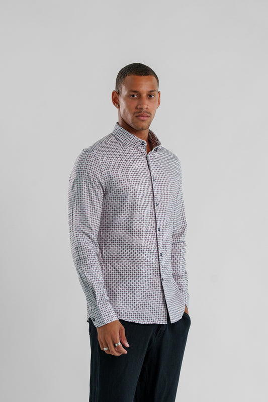 NOVA - Navy Wireframe Long Sleeve Shirt