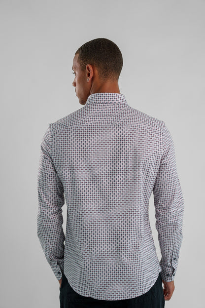NOVA - Navy Wireframe Long Sleeve Shirt