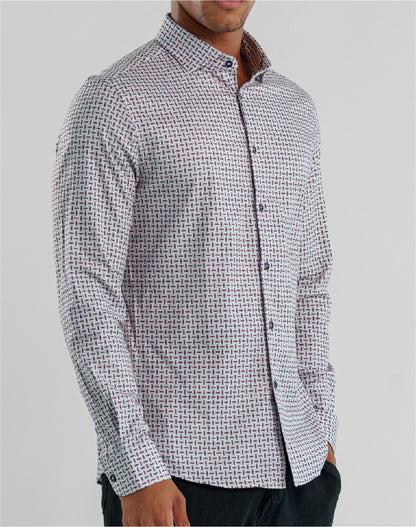 NOVA - Navy Wireframe Long Sleeve Shirt