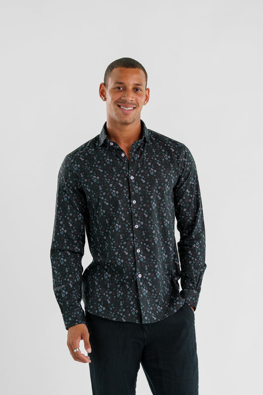 NOVA - Black Floral Long Sleeve Shirt
