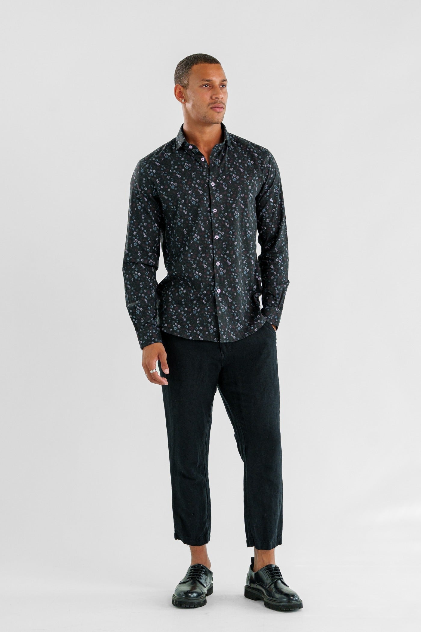 NOVA - Black Floral Long Sleeve Shirt