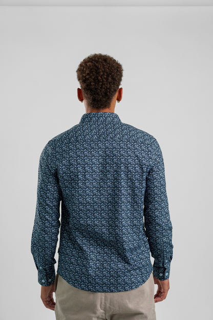 NOVA - Blue Shadow Ditsy Long Sleeve Shirt