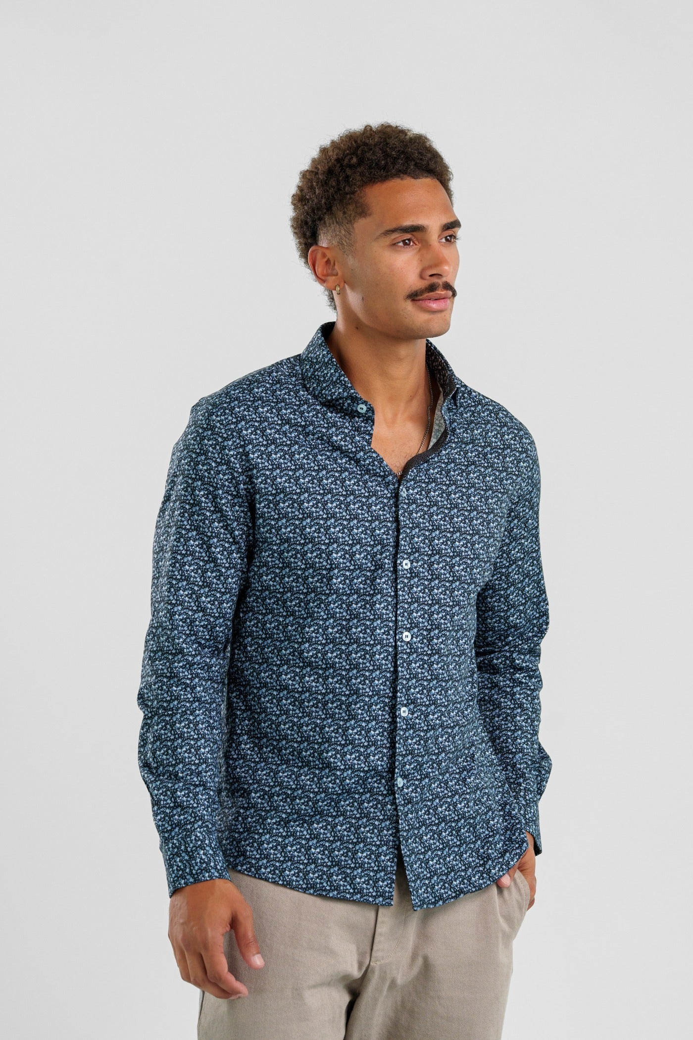 NOVA - Blue Shadow Ditsy Long Sleeve Shirt