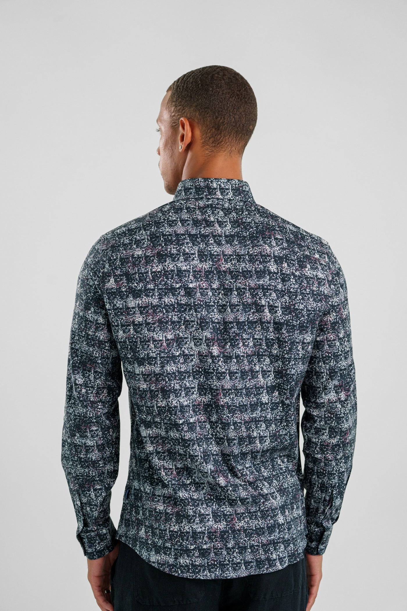 NOVA - Dark Blue Skulls Long Sleeve Shirt