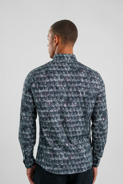 NOVA - Dark Blue Skulls Long Sleeve Shirt